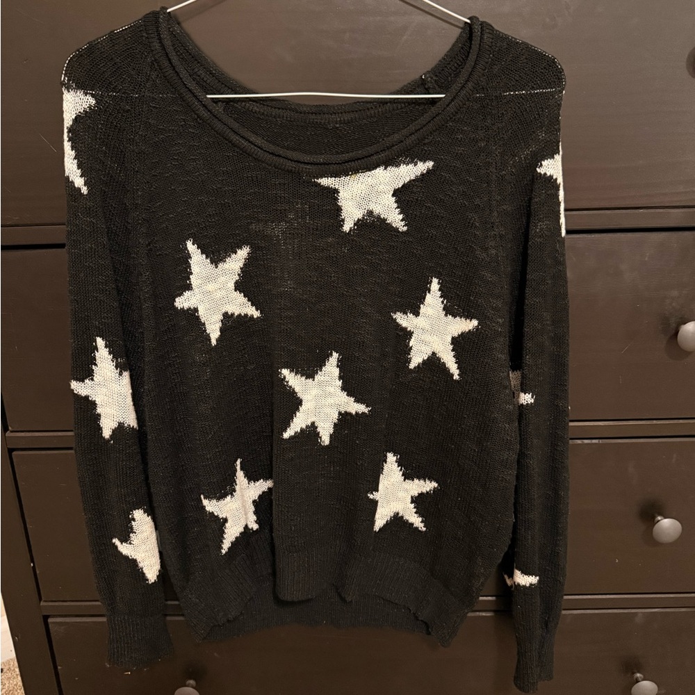 Chic Black Star Pattern Sweater